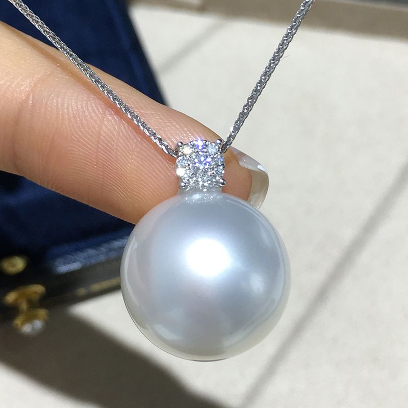 with authentication certificate australia nanyang australia white pearl pendant necklace s925 silver princess perfect circle extremely cold white light