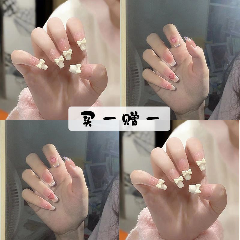 nail wear nail ins advanced 2024 new nail patch mid-length clearance pure desire style french style nail sticker