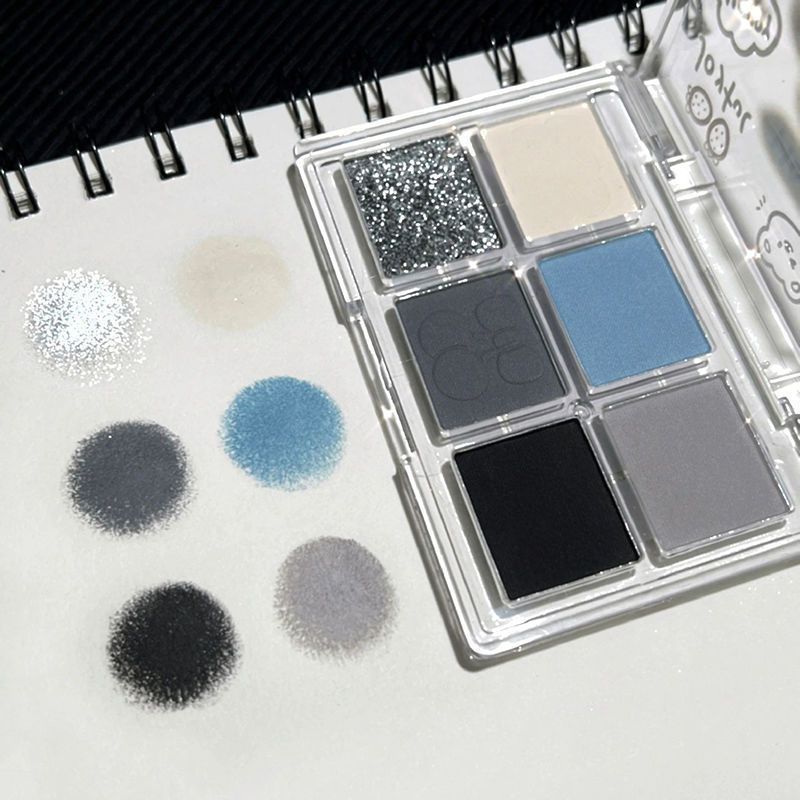 23 new twilight dyed graffiti spicy girl six-color eyeshadow plate large ground color smoky makeup black matte portable blue series