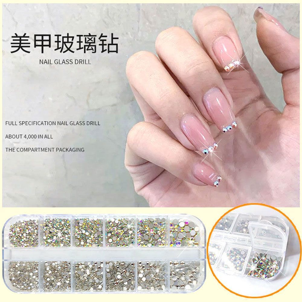 internet celebrity nail beauty rhinestone ornaments hot-selling rhinestone glass diamonds nail decorative diamond 12 palace grid mixed decoration good things for school opening