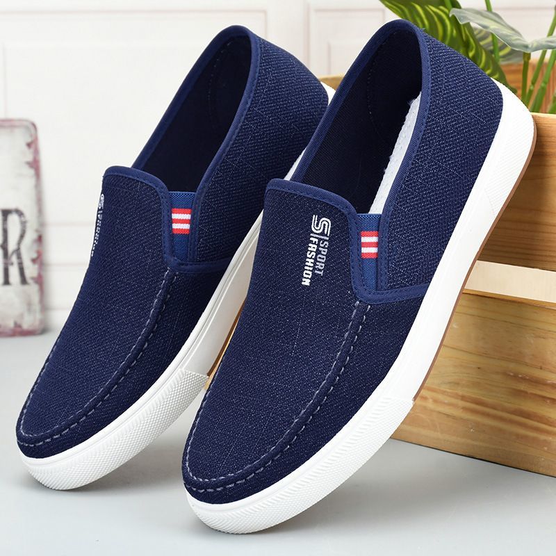 men‘s shoes summer new men‘s canvas shoes cloth shoes breathable slip-on beijing non-slip men‘s wear-resistant casual work