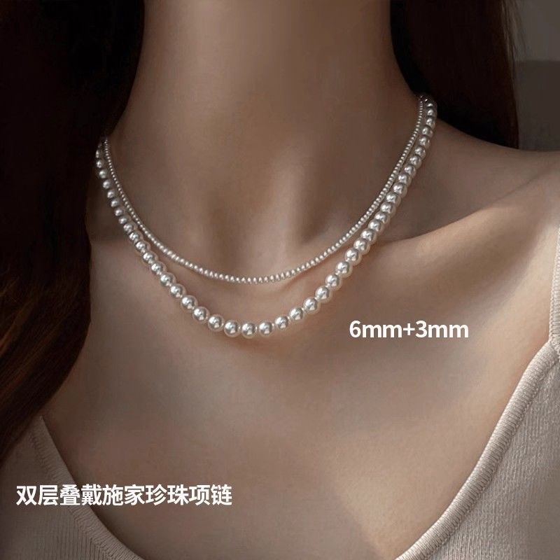 shijia perfect circle xiaomi pearl necklace female light luxury temperament niche spring and summer sweater chain 2024 new ultra-fine necklace