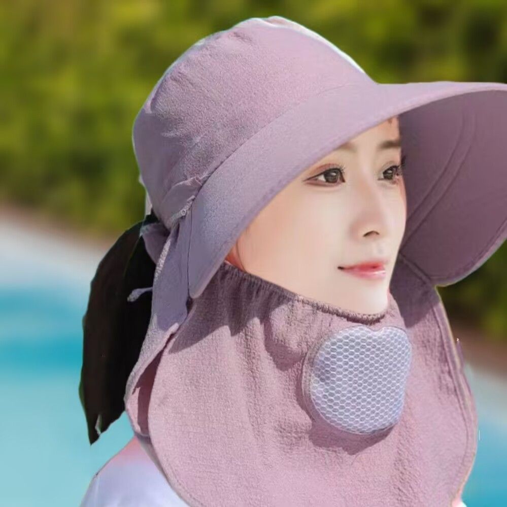 sun protection hat children‘s summer mask face cover sun hat wide brim all-match summer hat uv tea picking cycling sun hat