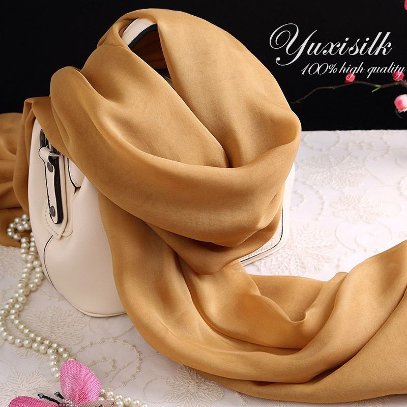 pure color mulberry silk long silk scarf shawl for women lightweight gauze kerchief spring， autumn and winter summer silk scarf long scarf casual