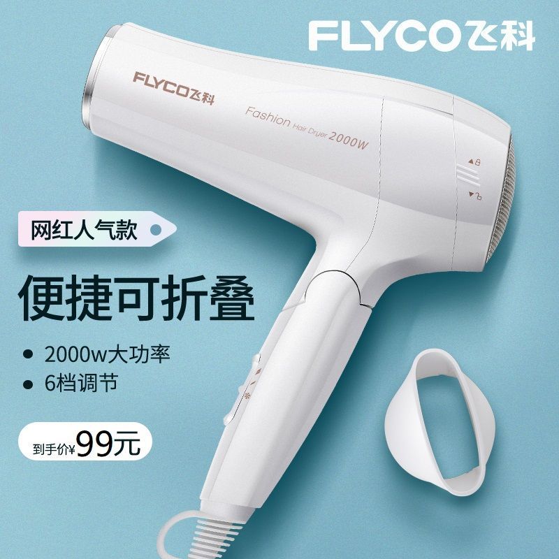 flyco hair dryer high power 2000w household hair dryer constant temperature six-speed foldable hair dryer student 6232