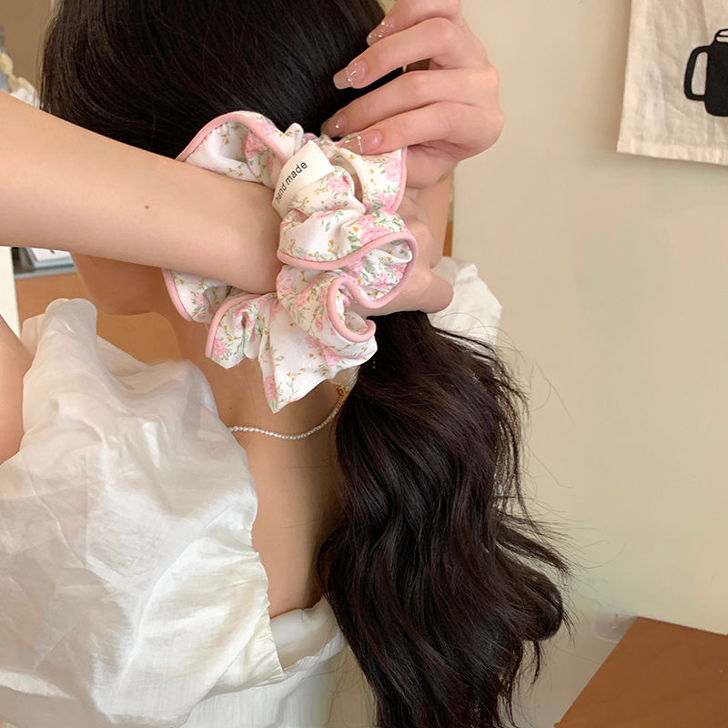 korean style cute pink large intestine hair band female ball head hair accessories hair rope internet celebrity 2024 new sweet headdress flower headdress