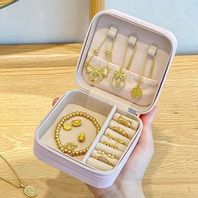 gold jewelry box storage precious gold engagement gift wedding three gold hardware necklace bracelet ring jewelry box