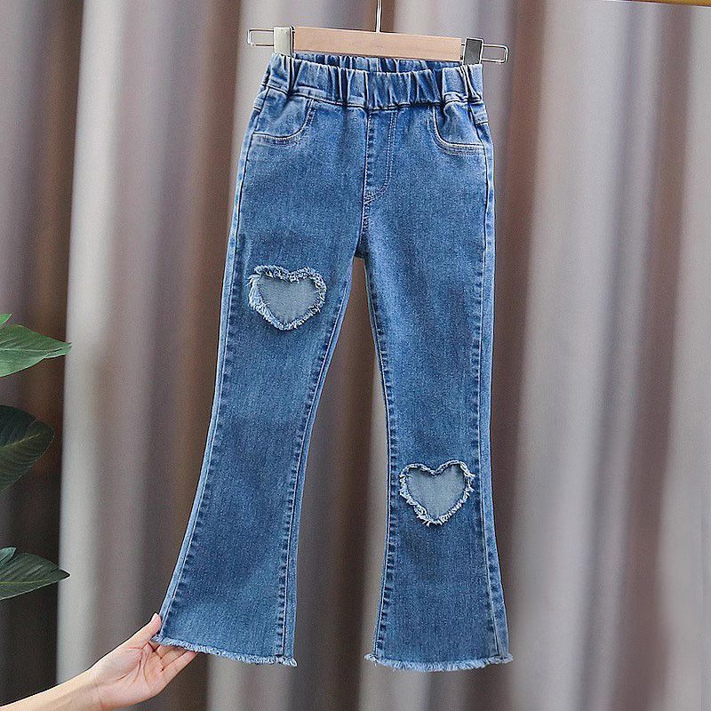 Children's Clothing Spring and Summer New Western Style Girls' Jeans Children's Loose Casual Girls' Fred Straight Pants