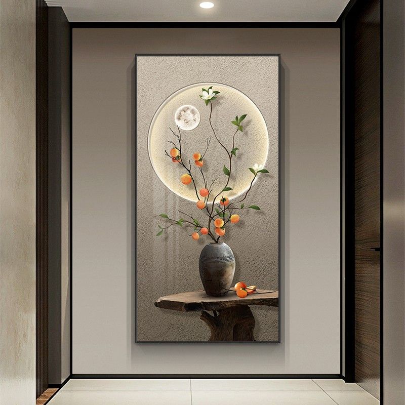 entrance painting new chinese style corridor and aisle painting silent style lucky persimmon meaning good home entry vertical mural