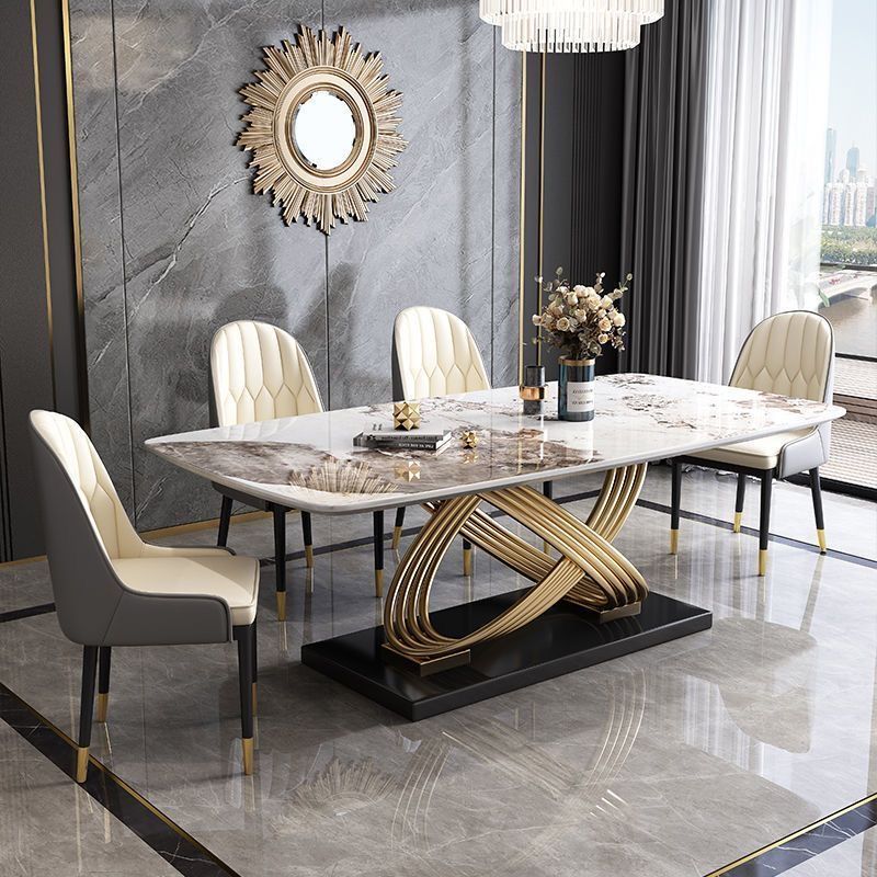 mild luxury marble dining table italian style stone plate dining tables and chairs set modern simple rectangular small apartment home dining table