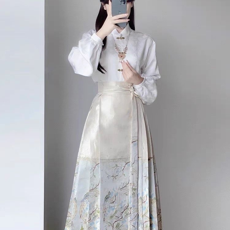 new chinese style chinese style horse-face skirt suit women‘s spring 2024 new small improved ming hanfu daily wearable