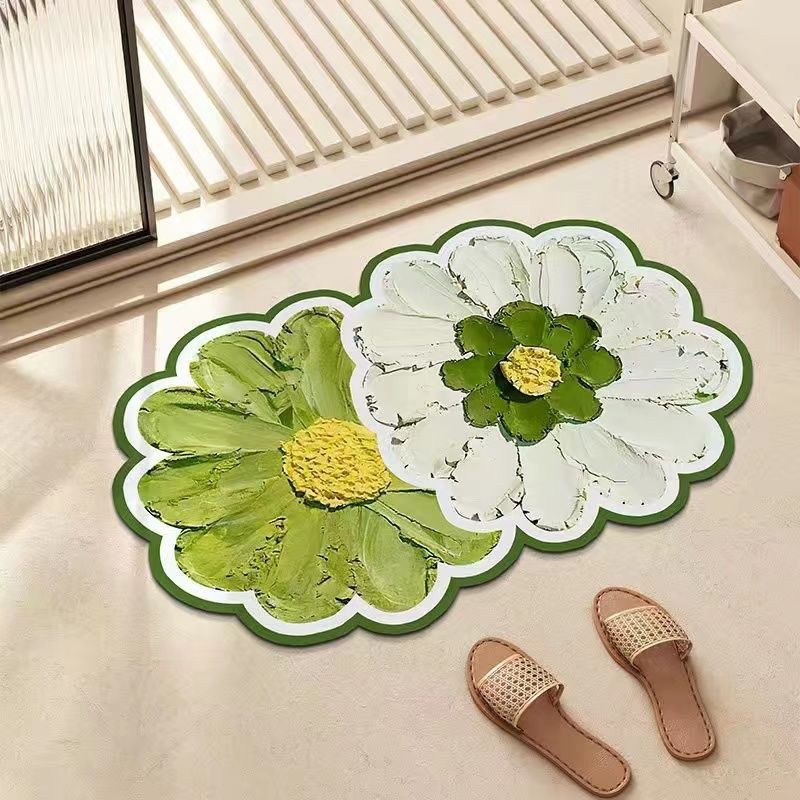 diatom flower mud floor mat absorbent non-slip quick-drying special-shaped bathroom carpet bathroom entrance mat soft mat