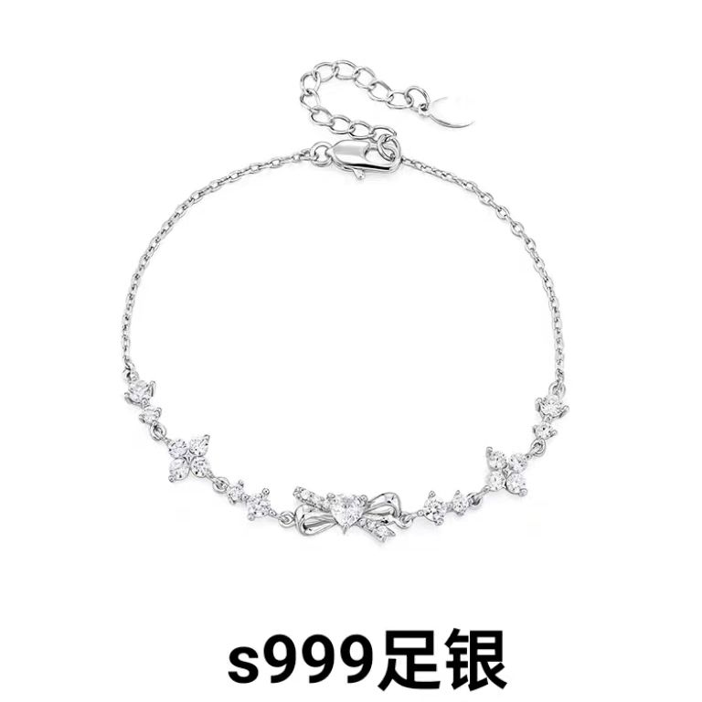 s999 sterling silver shining star bracelet female light luxury minority advanced all-match girlfriend for birthdays and valentine‘s days gift