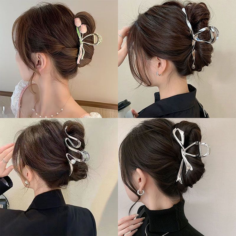 light luxury new simple large shark metal advanced hair volume 2024 barrettes back head headwear hair clip hair accessories