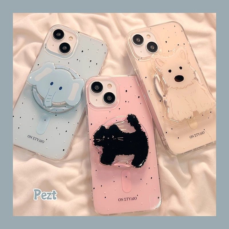 simple cute animal with magnetic suction apple 15promax phone case 13/14plus/12/11pro soft case 8p