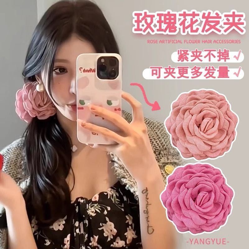 caro same style flower hair clip rose barrettes female european and american claw clip back head shark clip hairpin headdress summer