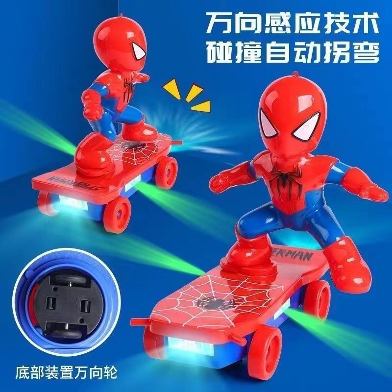 best-seller on douyin oversized spider-man stunt cool tumbling scooter toy children's educational electric scooter