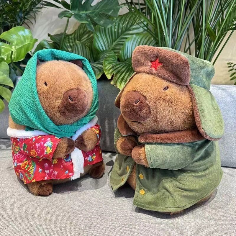 military coat capabala capybara plush toy cotton-padded jacket doll ragdoll internet celebrity birthday present doll cute