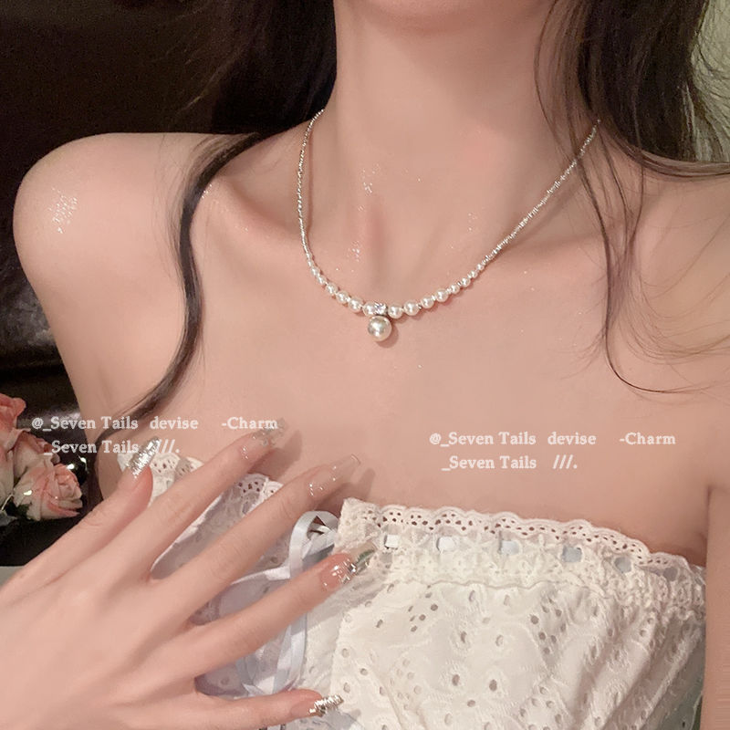 breeze manor ~ light luxury minority pearl necklace female temperament wild clavicle chain 2024 new popular necklace