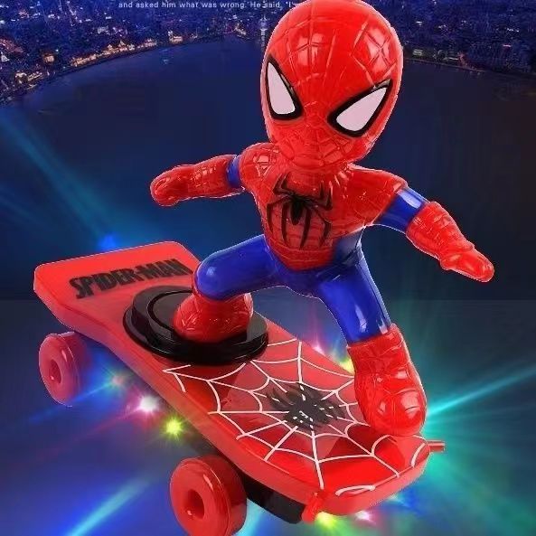 best-seller on douyin oversized spider-man stunt cool tumbling scooter toy children's educational electric scooter