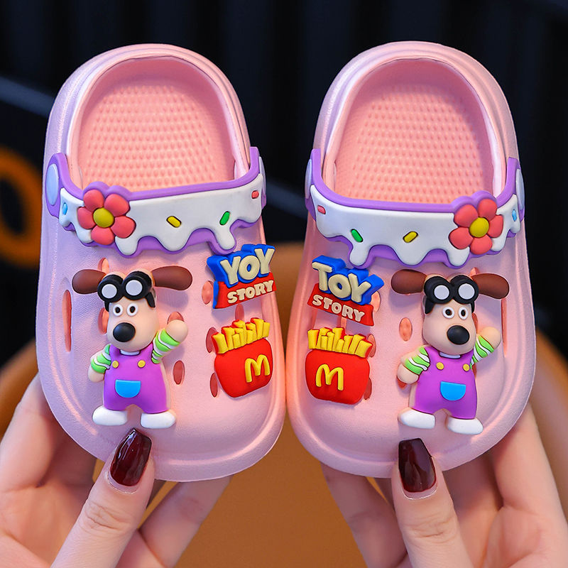 children‘s slippers summer sandals cartoon baby cute girls non-slip boys closed toe coros indoor soft bottom bath