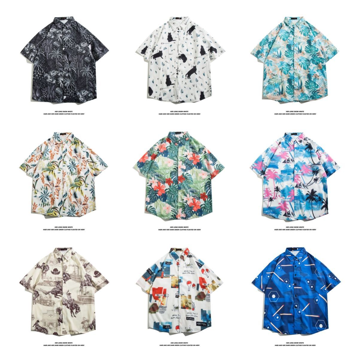 hong kong style ins short sleeve printed shirt baby boy and girl summer japanese leisure beach shirt trendy loose hawaiian coat