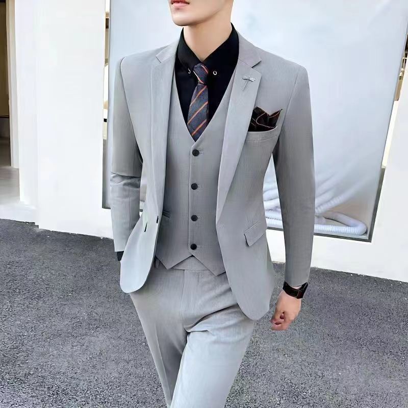 high-end suit men‘s korean-style slim-fit solid color new suit best man groom wedding suit suit