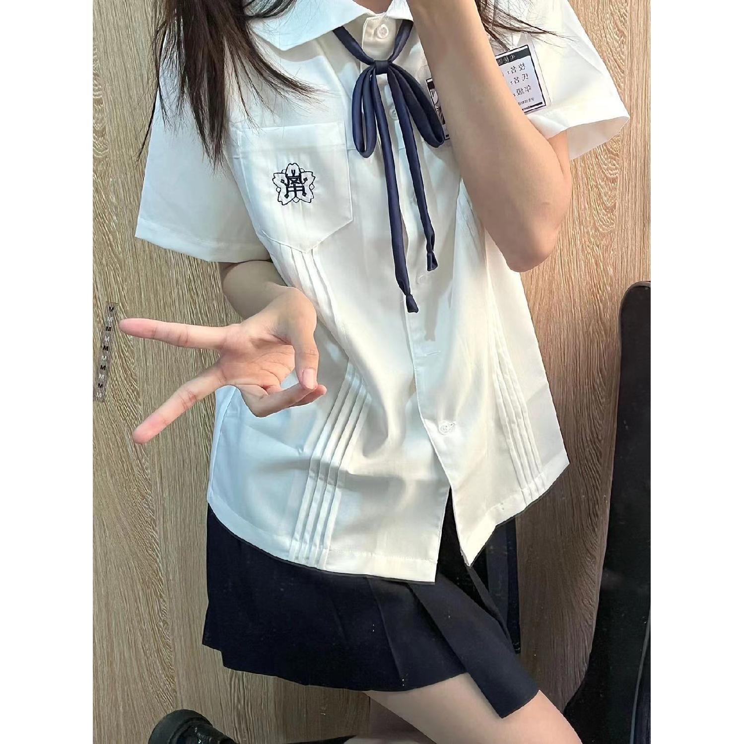 xiaolan middle jk shirt women‘s embroidered short sleeve summer original college style white shirt jk uniform suit class clothes