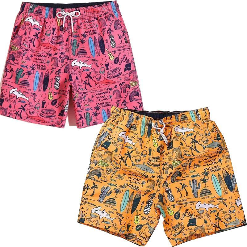 quick-drying summer man and woman cartoon anime swimming trunks trendy loose all-matching printed shorts five-point shorts beach pants