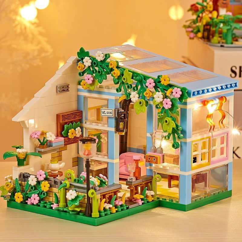 internet celebrity fairy tale town street view series compatible with lego building blocks small particle assembly get girls birthday gifts ins