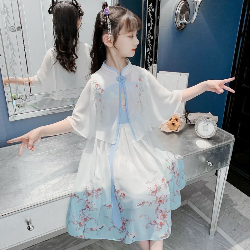 girls‘ han chinese costume summer dress new tang costume western style children‘s ancient costume skirt chinese style summer super fairy girl dress