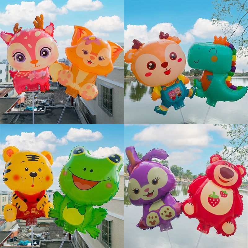 new internet celebrity large clip handle cartoon animal balloon hand-held bar push stall children‘s toys wholesale