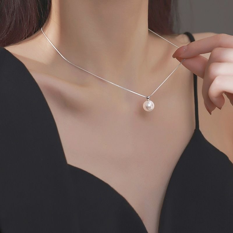 genoptics aura essence single pearl necklace for women niche design affordable luxury fashion simple and exquisite clavicle chain pendant ornament