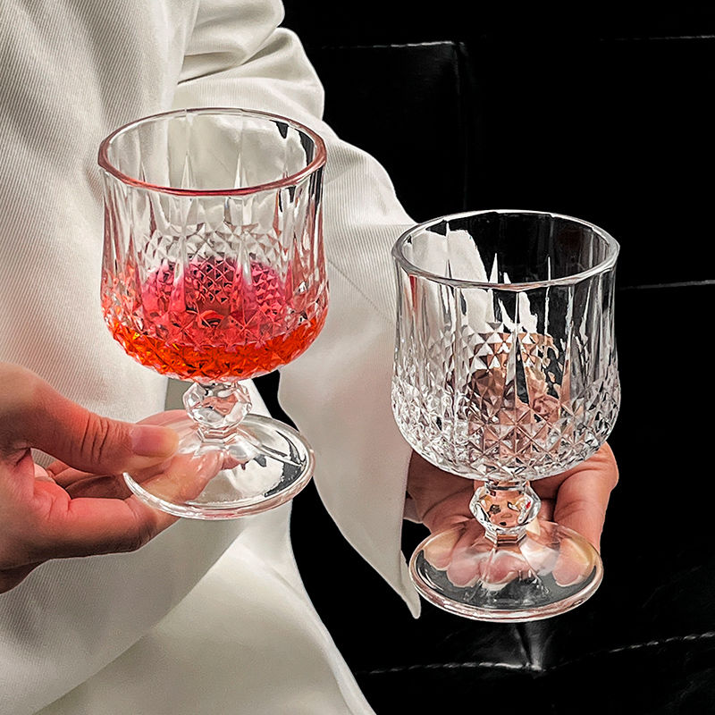 diamond embossed glass ins style retro good-looking sweet fruit wine drink cup cocktail glass goblets wine glass