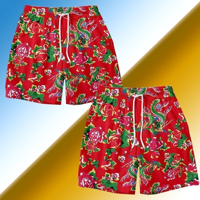 single/two-piece set summer best-seller on douyin beach pants quick-drying swimming northeast big flower pants shorts men and women baggy pants