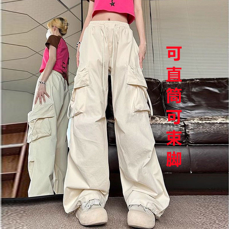 american hiphop overalls women‘s wide-leg pants spring and autumn summer street dance pants women‘s loose fried street casual jogger pants