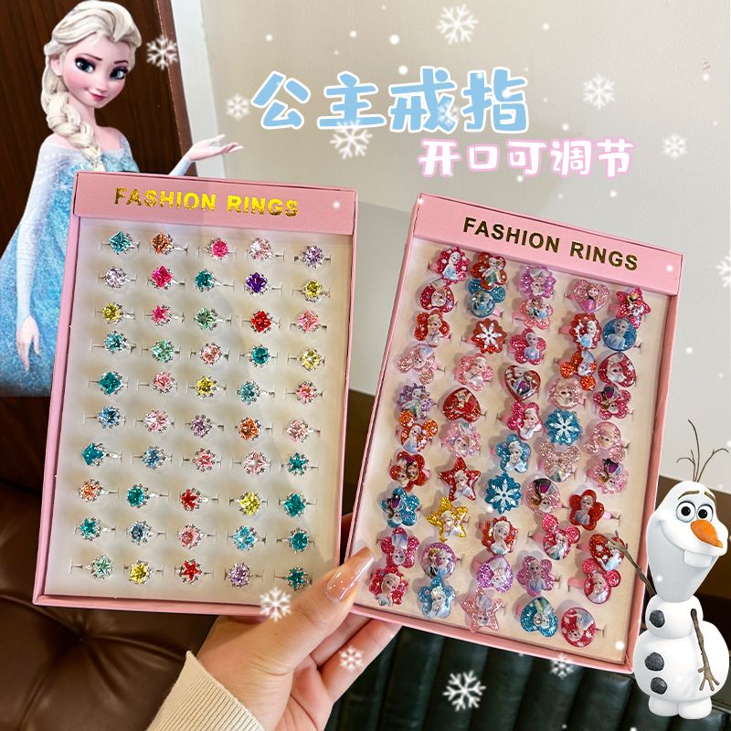 children‘s ring girls frozen princess elsa imitation diamond gem small ring girl love jewelry gift box