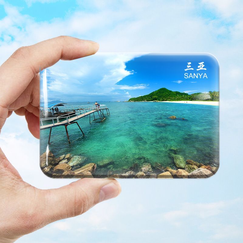 hainan sanya tourist souvenir crystal fridge glass sticker magnetic paste internet celebrity gift yalong bay wuzhi zhou