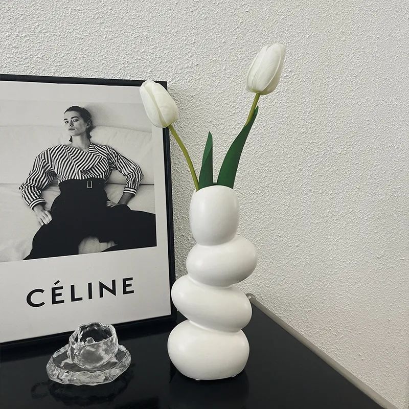 creative ceramic vase ins style light luxury high-end special-shaped cobblestone home decoration living room flower arrangement entrance decoration