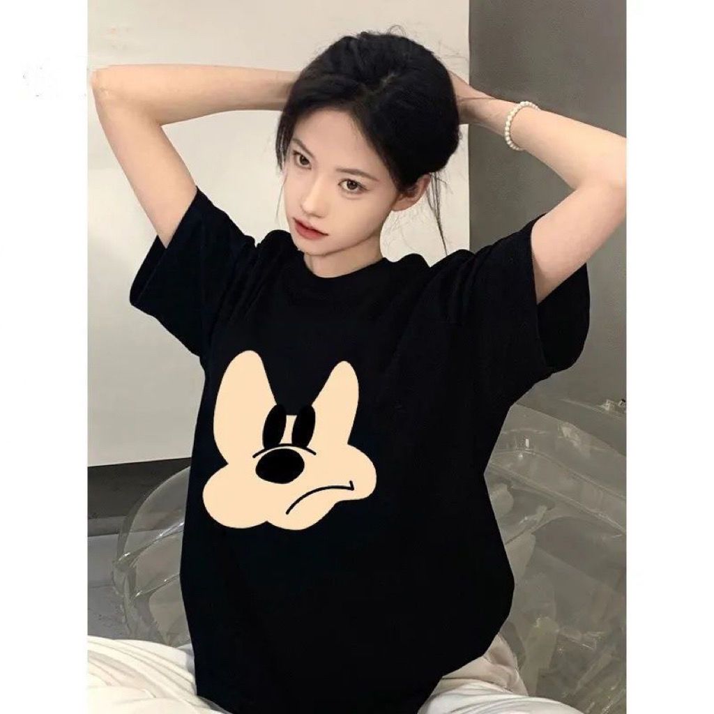 100% cotton heavy cute mickey short-sleeved t-shirt women‘s loose casual funny all-match breathable chic top fashion