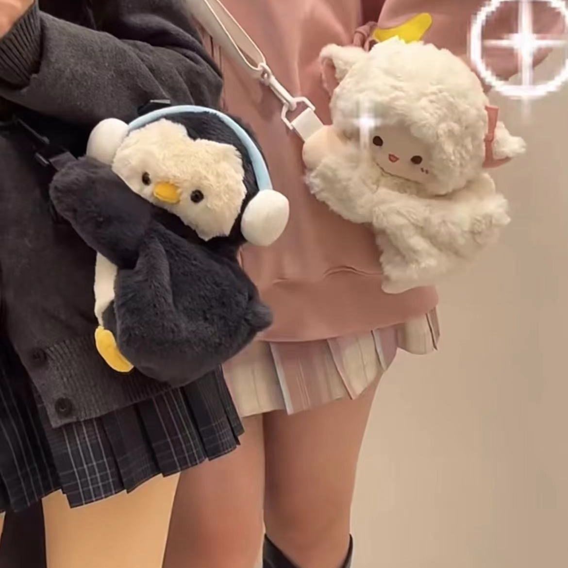 little penguin lamb lying bag cute plush bag backpack doll crossbody backpack