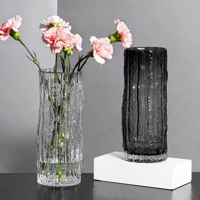 [half price clearance] glacier design transparent glass vase high-grade decoration living room net red vase flower arrangement