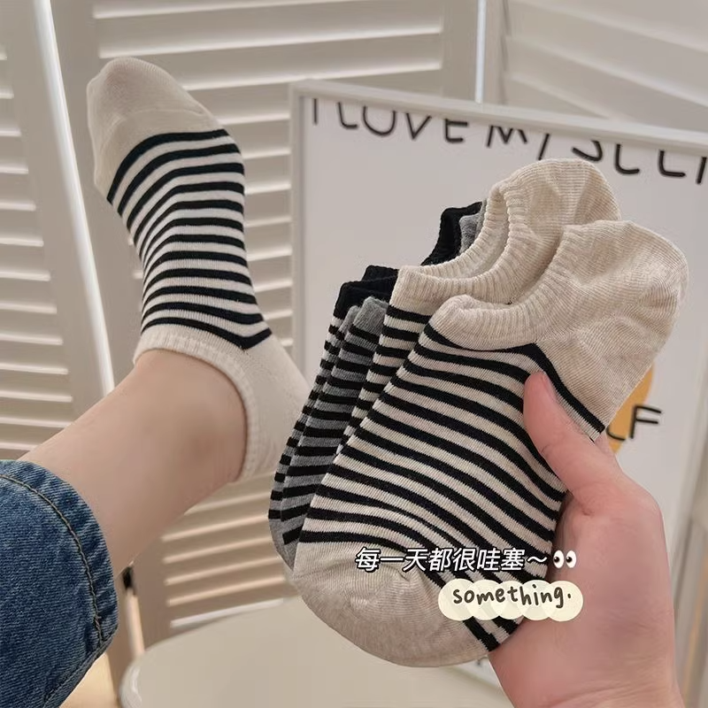 socks women‘s boat socks cotton summer thin sports silicone non-slip tight shallow mouth socks women‘s socks striped