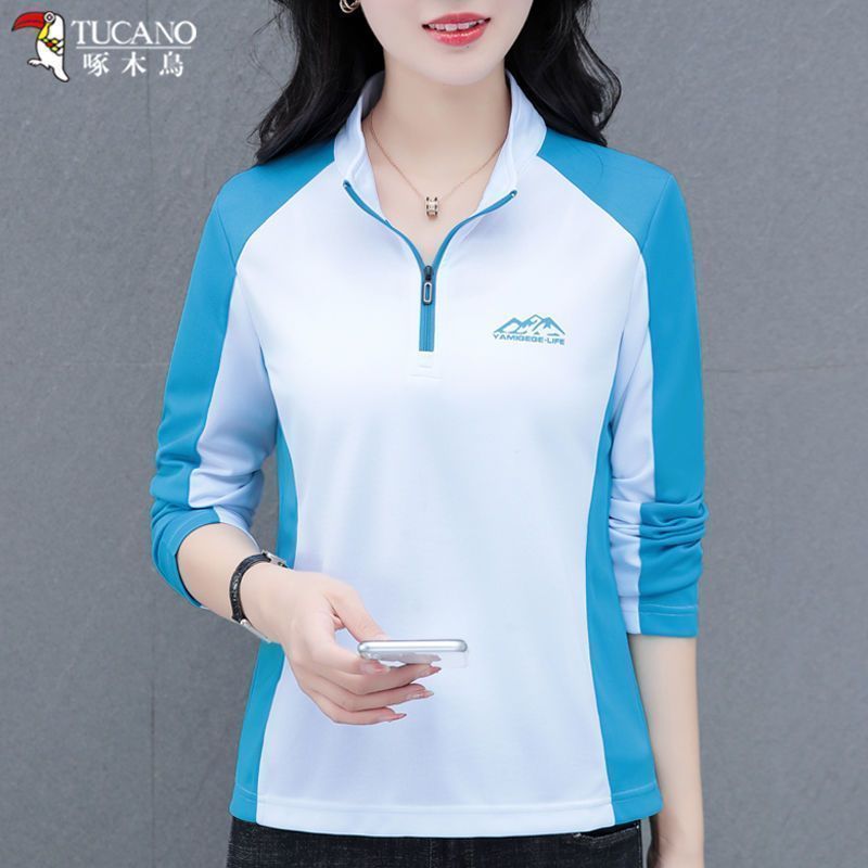 woodpecker high-end outdoor quick-dry clothes women‘s 2024 spring and autumn new loose western style western style slimming long-sleeved t-shirt