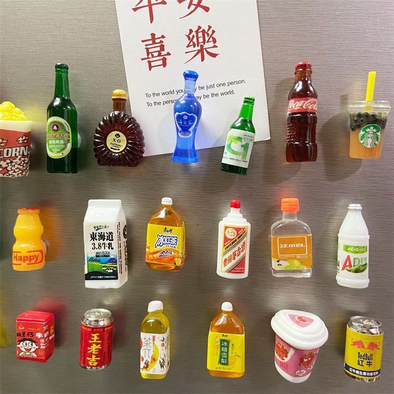 internet celebrity mini personality diy small liquor bottle magnetic sticker 3d ins decoration simulation cute beer bottle refridgerator magnets