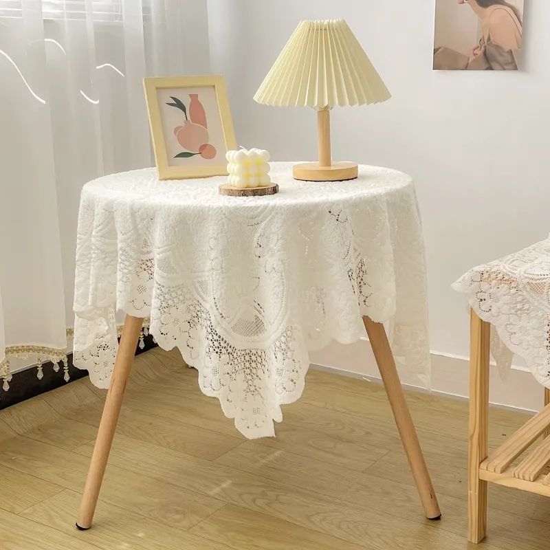 tablecloth ins vintage lace white light luxury coffee table bedside tv cabinet dustproof cover cloth long square refrigerator book