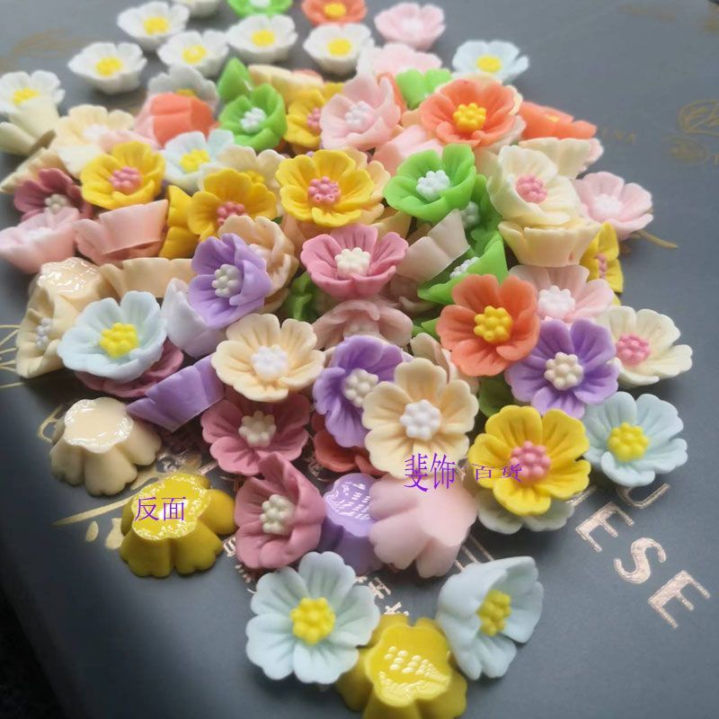 new little daisy multicolor resin accessories phone case handmade hairpin decoration fresh decoration diy photo frame without hole