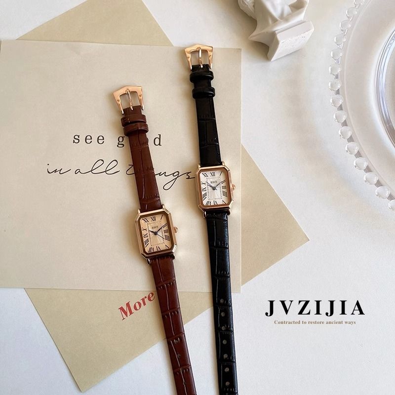 can‘t hide zhao lusi sangzhi same watch retro female student ins simple square women‘s leather watch