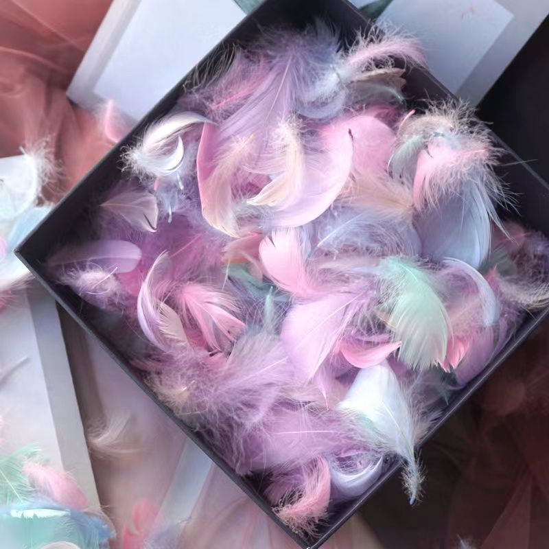 macaron feather diy material gift box filling handmade creative color photo props birthday gift decoration