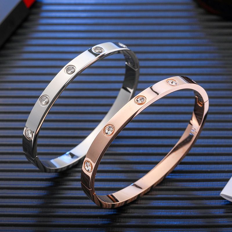 best-selling new type bracelet rose gold oval titanium steel open-end diamond affordable luxury fashion simple all-match wide bracelet